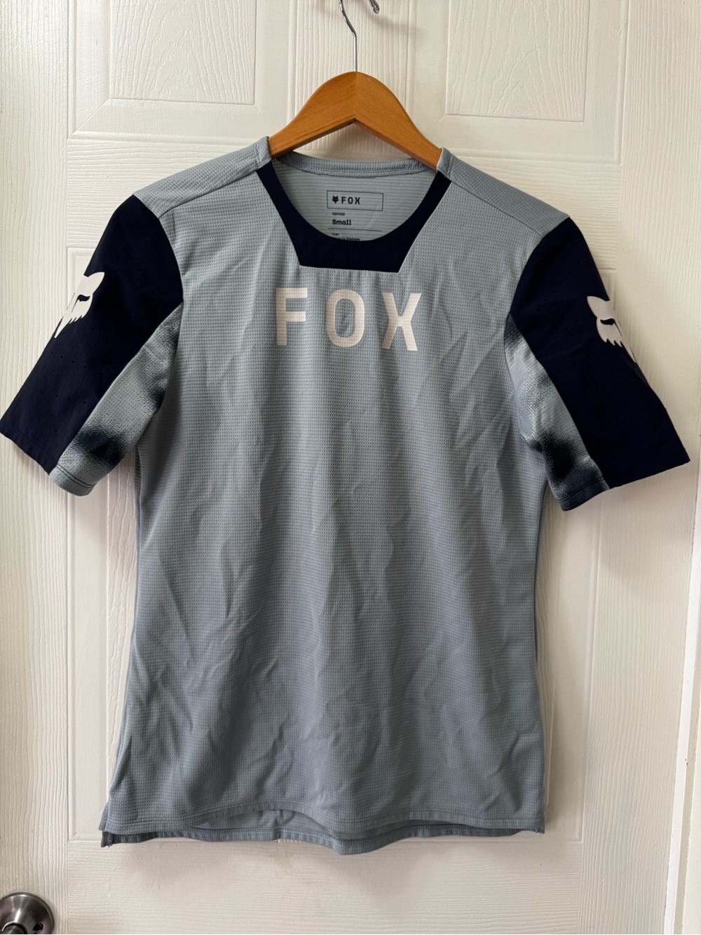 Fox Light Blue and Navy Short-Sleeve Performance Jersey